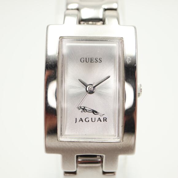 Guess Jaguar Racing Logo Silver Tone 18mm Rectangle Watch Bracelet w New Battery - Picture 7 of 15